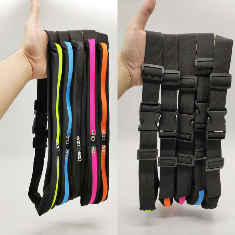 Sports Waist Bag With Double Pocket Slim Zip Running Phone Belt Bags - globaltradeleader