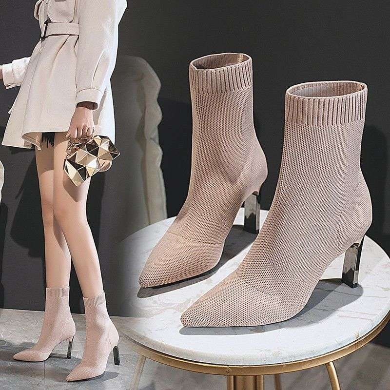 Pointed Toe Boots Women Sock Shoes - globaltradeleader