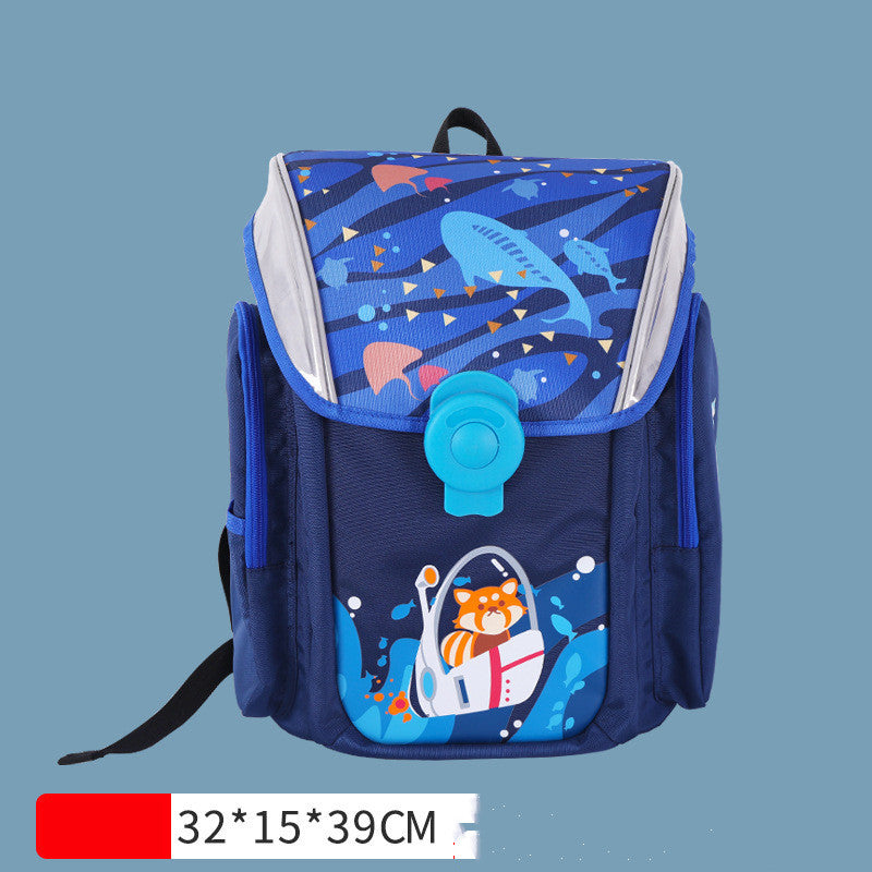 Primary School Students Backpack With Magnetic Buckle And Ridge Protection