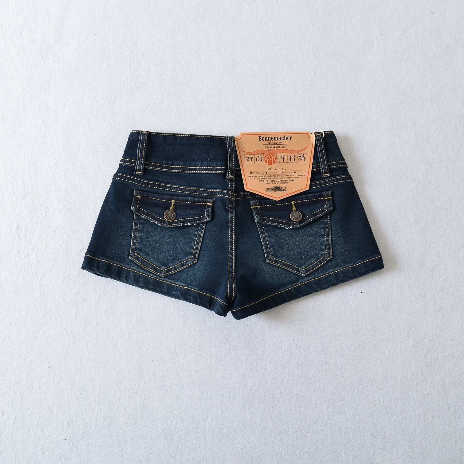 European And American Style Two-button Distressed Tight Stretch Denim Shorts - globaltradeleader