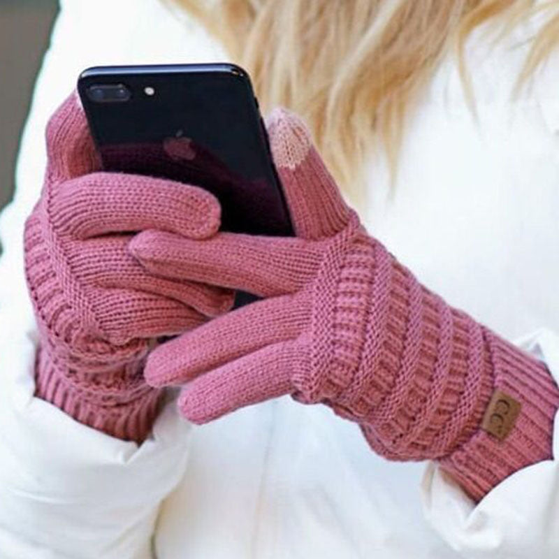 European And American Wool Knitted Turn-over Labeling Touch Screen Gloves - globaltradeleader