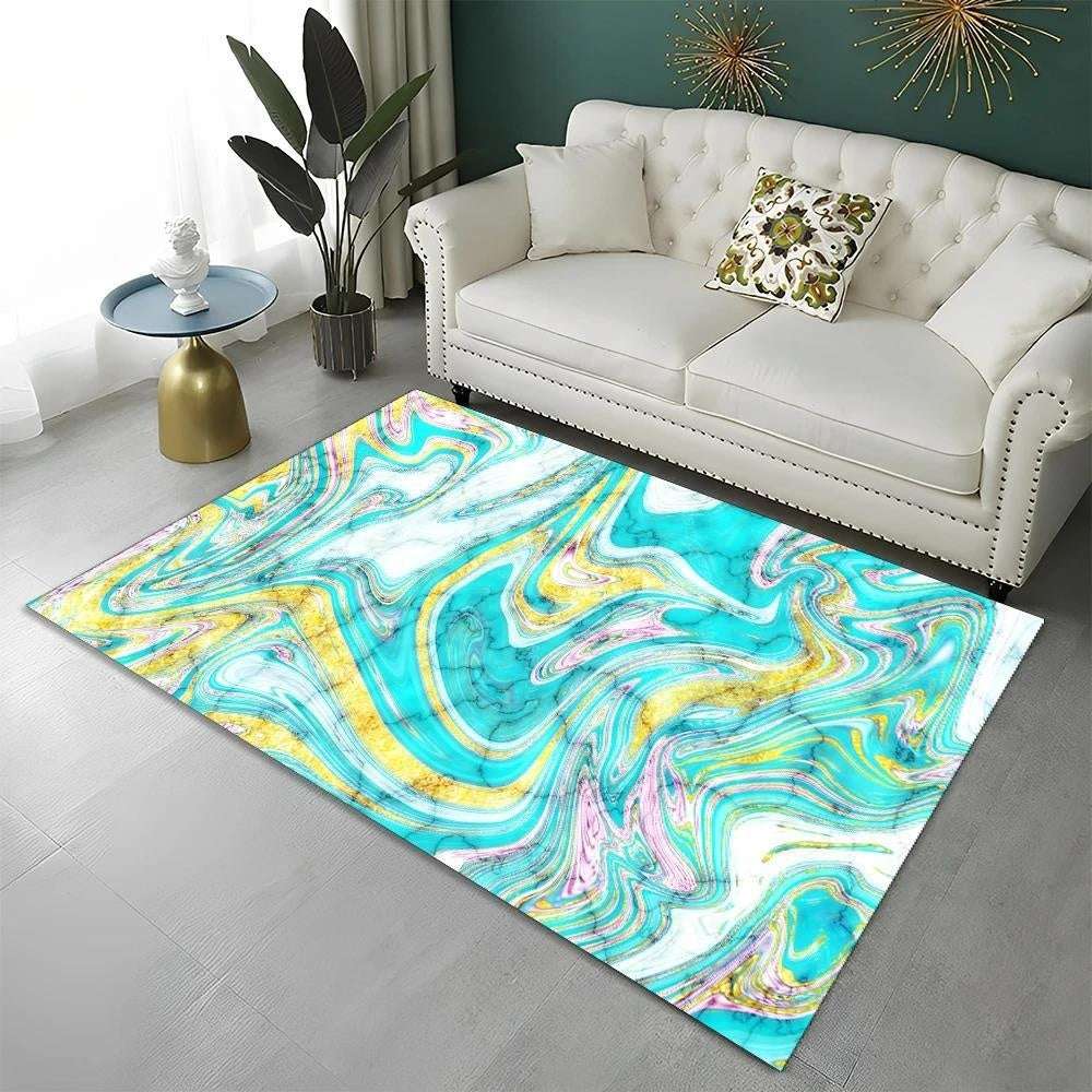Green Blue Black Marble Nordic Carpet Flannel Printed Mat - globaltradeleader