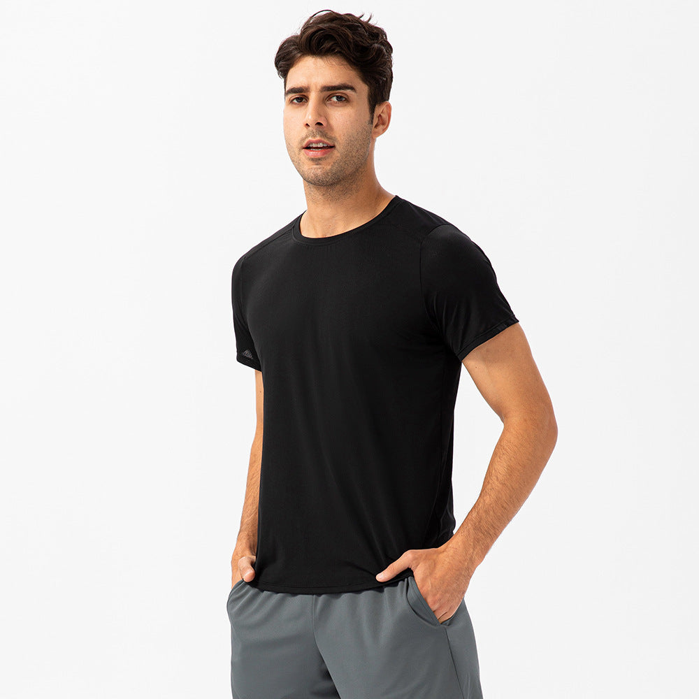 Men's Loose Running Quick Drying Clothes Round Neck T-shirt Sweat-absorbent Breathable Fitness Sports Casual Short Sleeve Clothes - globaltradeleader