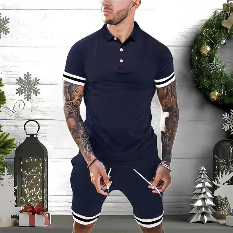 Mens Short Sets 2 Piece Outfits Polo Shirt Fashion Summer Tracksuits Casual Set Short Sleeve And Shorts Set For Men - globaltradeleader