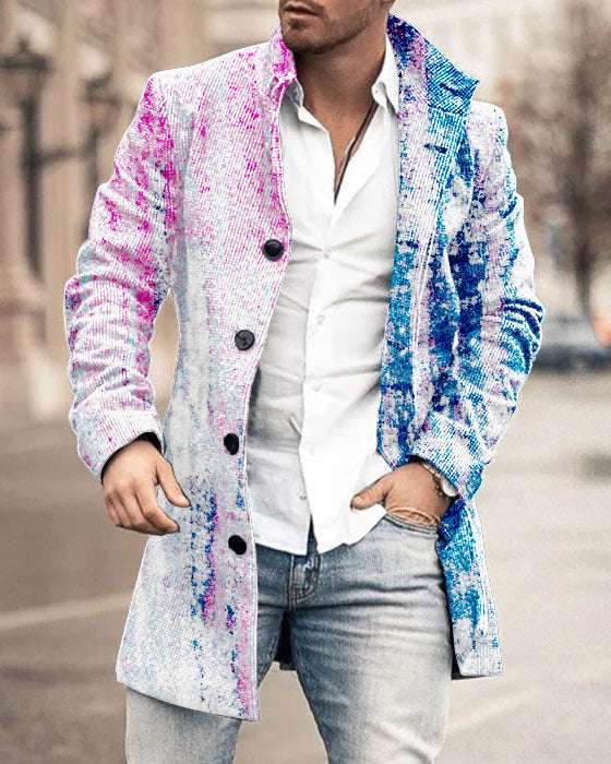 Men's Woolen Stand Collar Mid-length Trench Coat - globaltradeleader