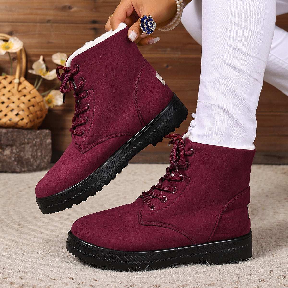 Women's Fashionable Waterproof High-top Cotton-padded Snow Boots - globaltradeleader