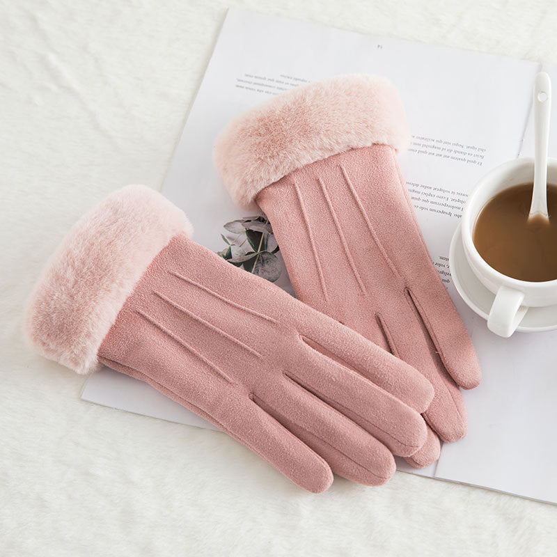 Thermal Gloves N915 Women's Winter Suede Double-layer Velvet Thickened - globaltradeleader