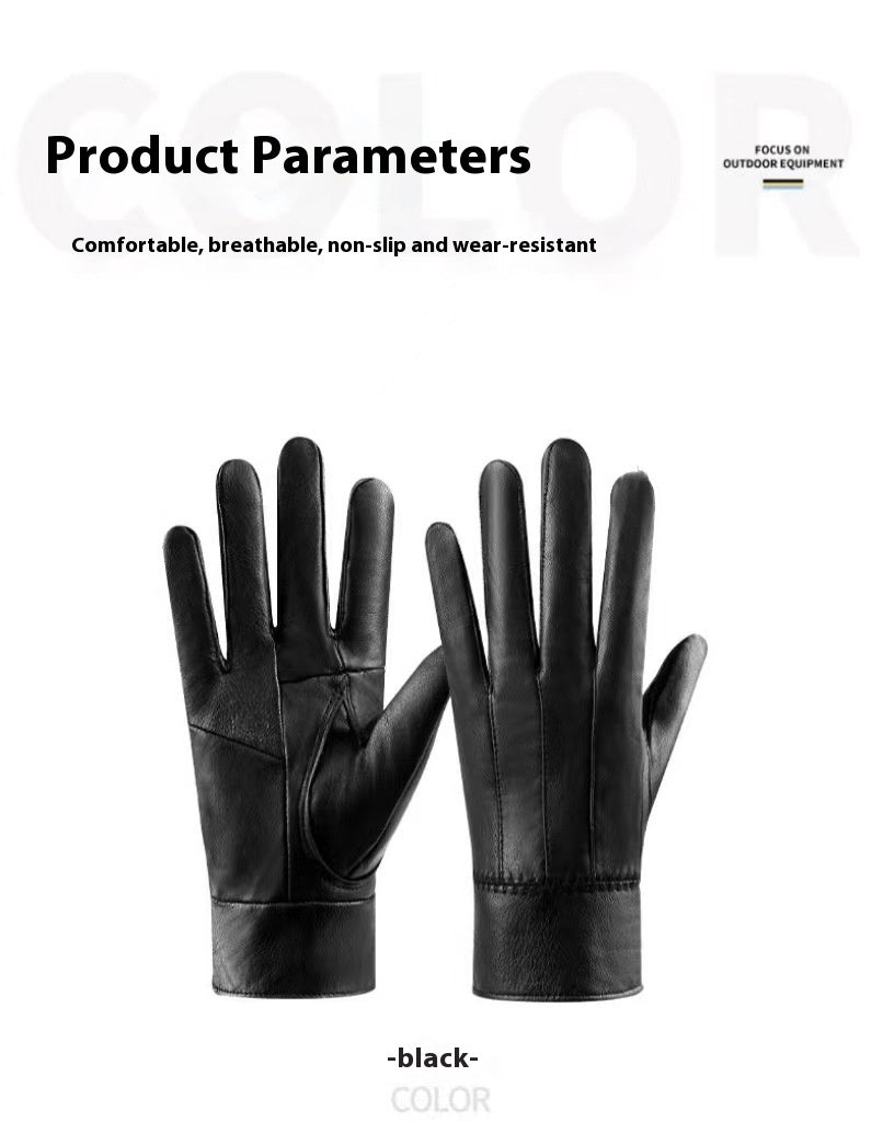 Genuine Leather Gloves For Men Women Fleece Lined Padded Warm Keeping Sheepskin Gloves - globaltradeleader