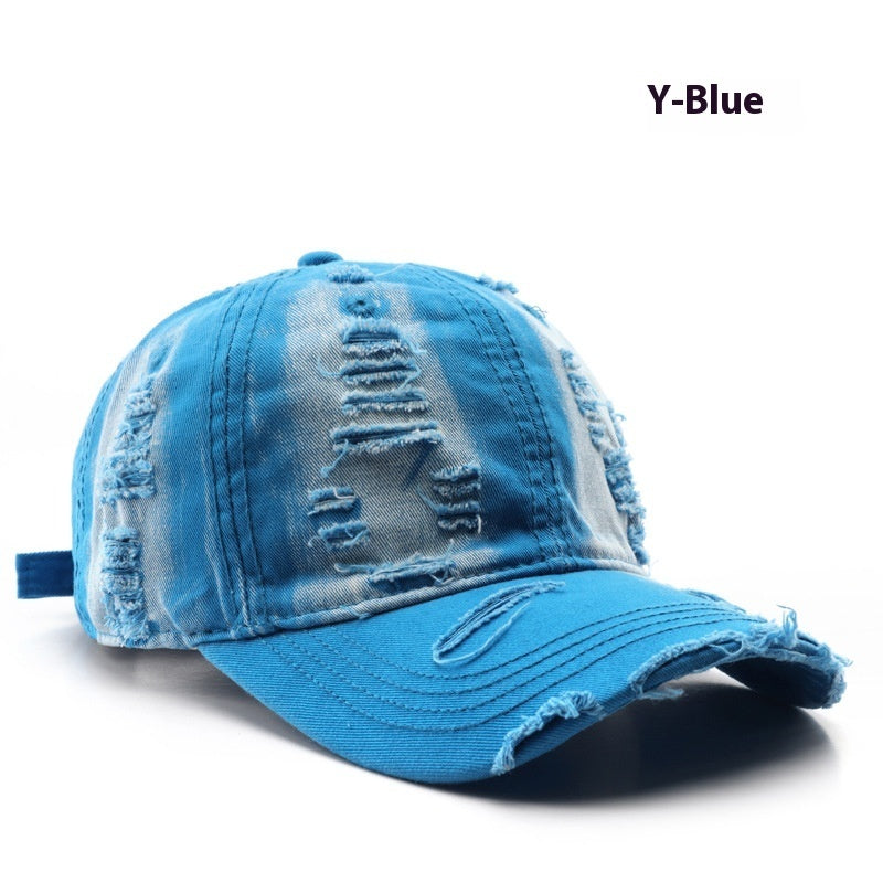 Retro Pure Color Washed Hole Light Board Baseball Cap - globaltradeleader