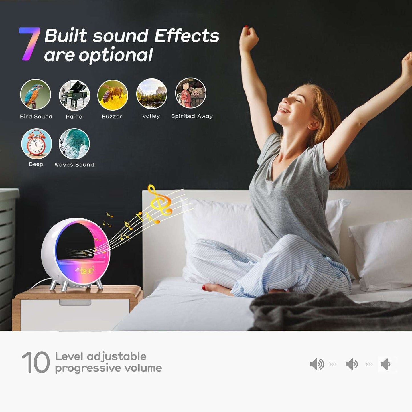 Atmosphere Lamp Bluetooth Speaker Smart Alarm Clock Night Light WiFi Wake Up Light Sunrise Sunset Lamp