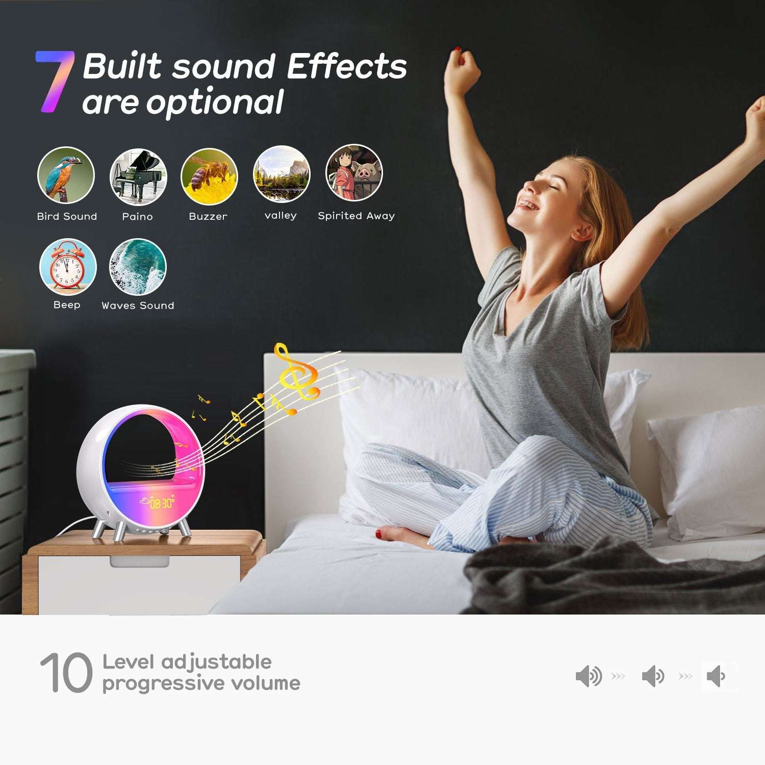 Atmosphere Lamp Bluetooth Speaker Smart Alarm Clock Night Light WiFi Wake Up Light Sunrise Sunset Lamp