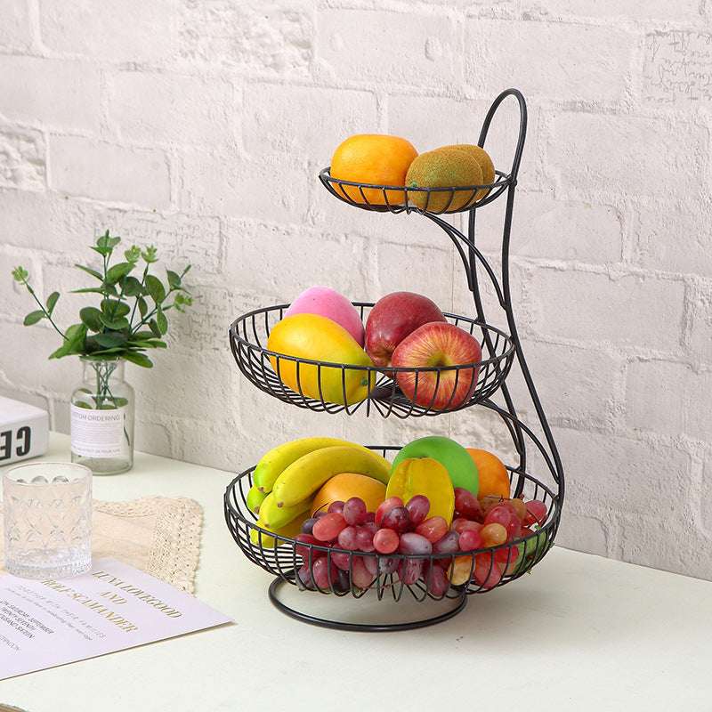 Three-layer Double-layer Fruit Bowl, Living Room Household Light Luxury Fruit Plate - globaltradeleader