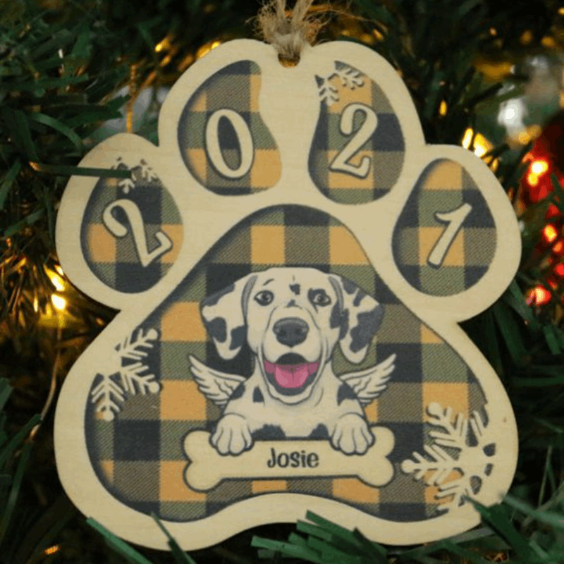 Colorful Wooden Pendant Pet Dog Paw DIY Christmas Tree Decoration