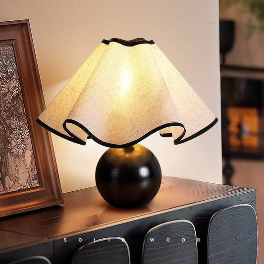 Retro Solid Wood Table Lamp Walnut Creative Petal Bedroom - globaltradeleader