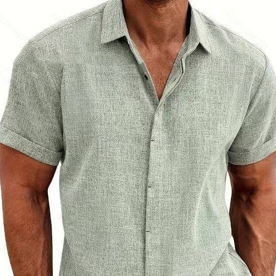 Men's Linen Short Sleeved T-shirt Loose Fitting - globaltradeleader