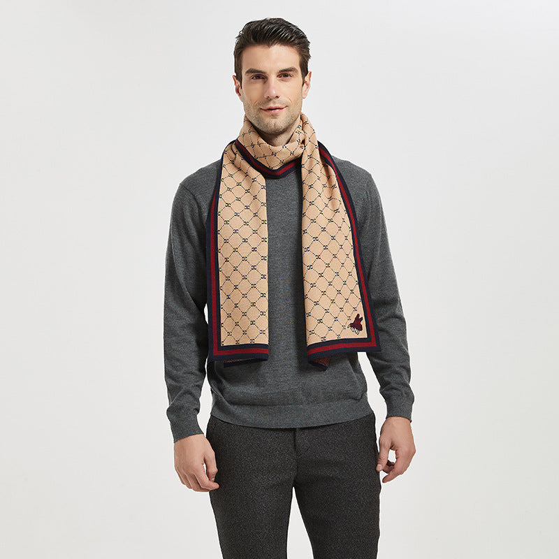 Spring-autumn-winter Knitted Scarf Men Dongdaemun Korean Youth Art