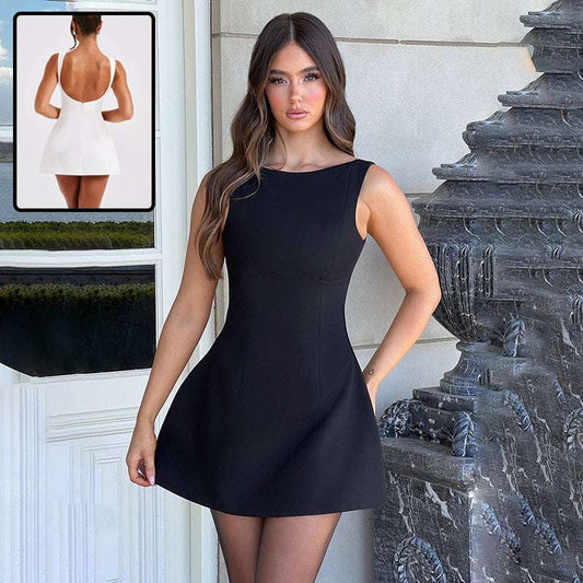 Sexy Slim-fitting Backless Dress Summer Sleeveless Short Dresses - globaltradeleader