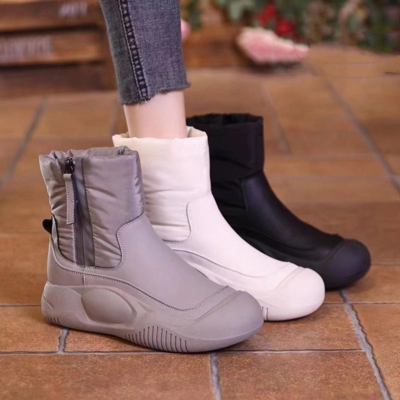 Winter Plush Snow Boots With Side Zipper Warm Thick-sole Non-slip Waterproof Short Shoes For Women - globaltradeleader