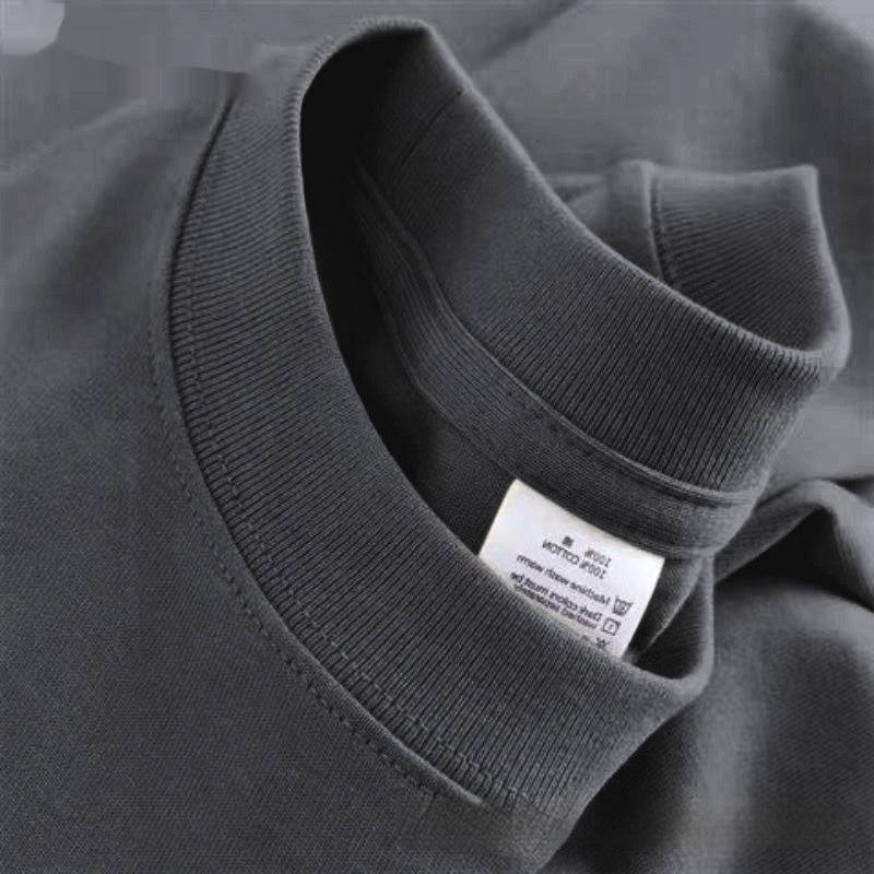 High Quality Cotton Heavy Loose Bottoming Shirt Casual Basic T-shirt Pure Cotton Retro Solid Color Round Neck Men's Short Sleeve - globaltradeleader