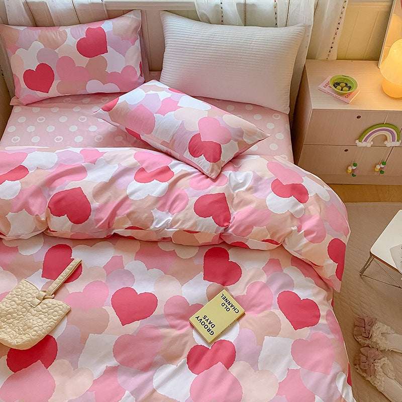 Printed Cartoon Girl Quilt Cover Cotton Four-piece Bed Sheet