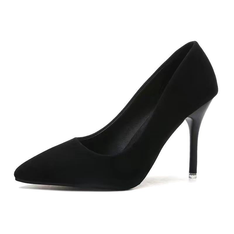 Black Suede High Heels Women's Stiletto Ceremonial Shoes - globaltradeleader