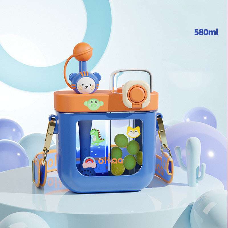 Large Capacity Split Bin Double Drink Plastic Cup Portable Cartoon Cute Kettle