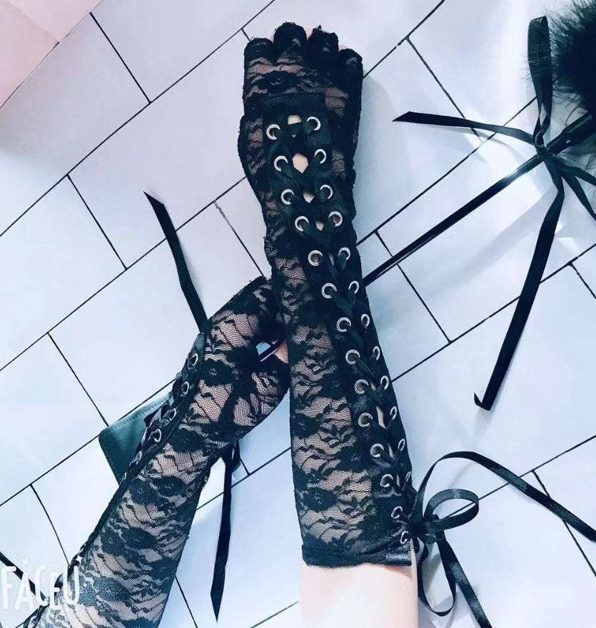 Beautiful Personality Lace Strap Gloves - globaltradeleader