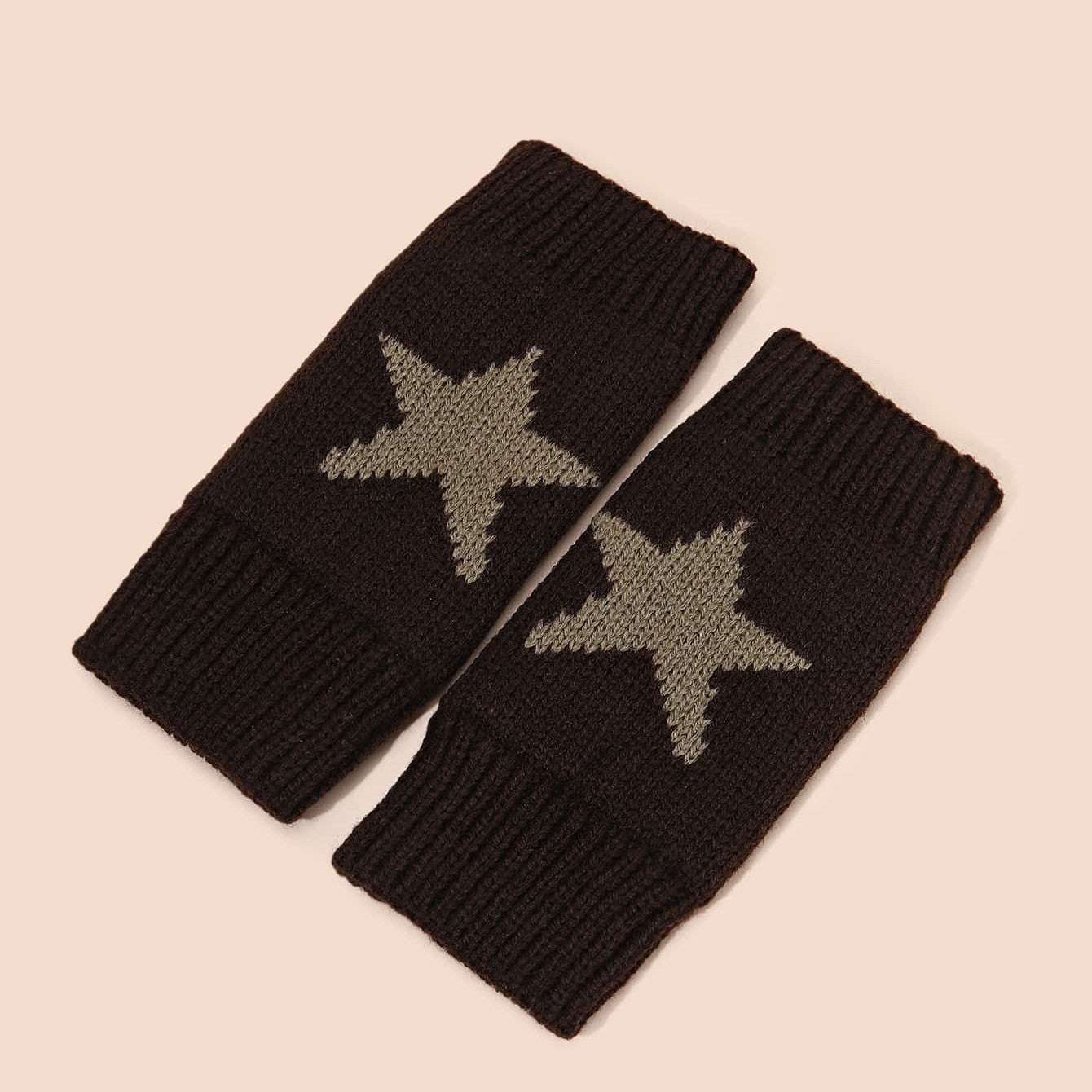 Autumn And Winter Acrylic Wool Five-pointed Star Gloves Warm Oversleeve - globaltradeleader
