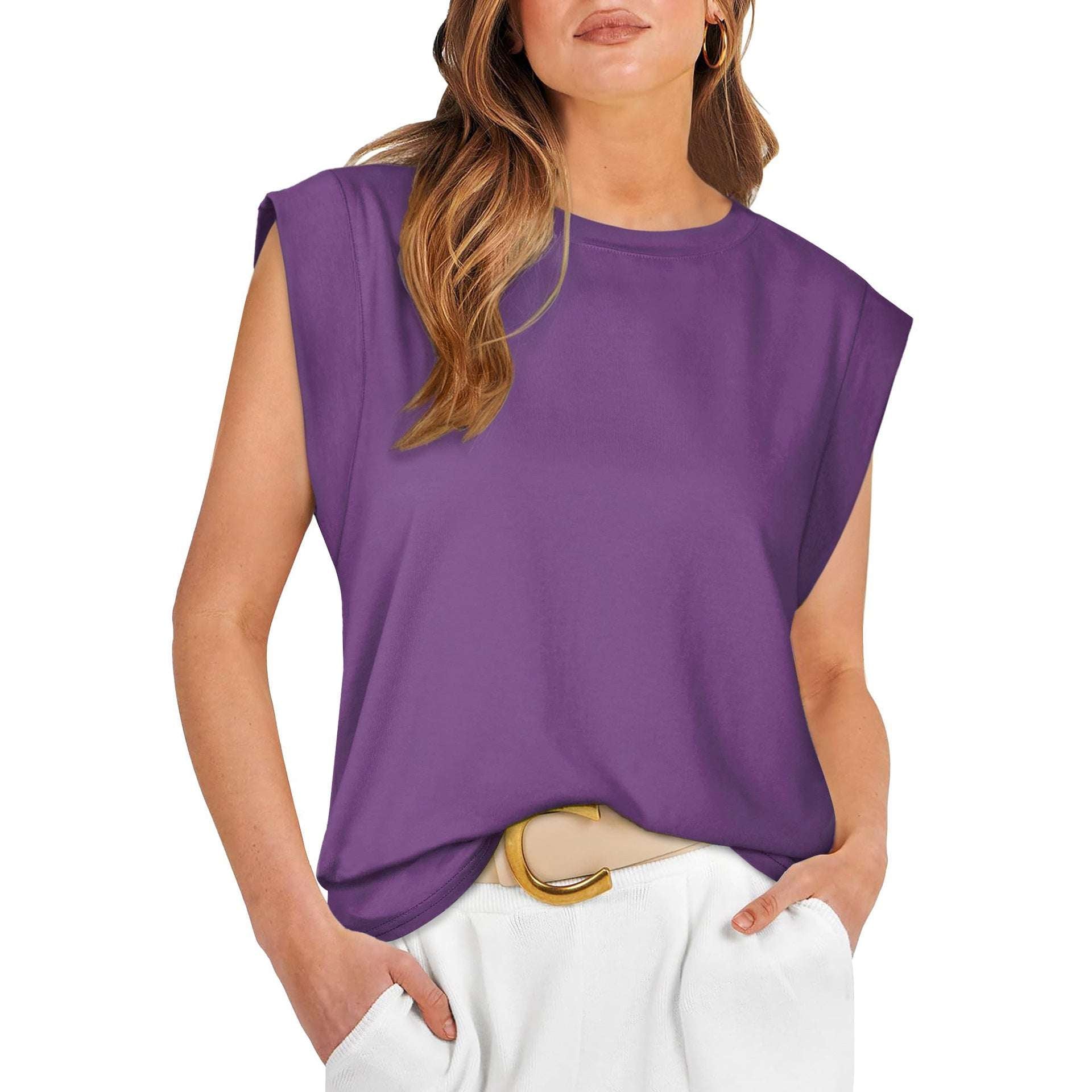 Spring And Summer New Round Neck Loose Short Sleeved T-shirt Striped Top Women's Vest - globaltradeleader