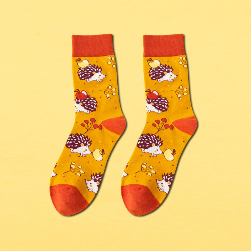 Men's Mid-calf Length Autumn And Winter New Casual Cartoon AB Foot Socks - globaltradeleader