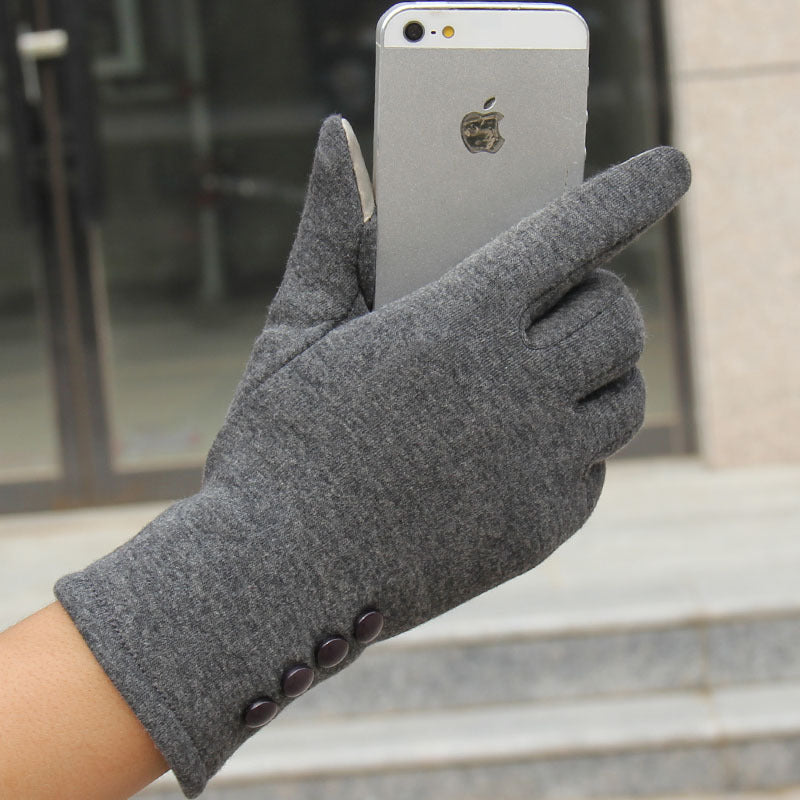 Autumn And Winter New Cashmere Non-inverted Velvet Women's Touchscreen Gloves Warm Outdoor Riding Mobile Phone Cotton Gloves - globaltradeleader