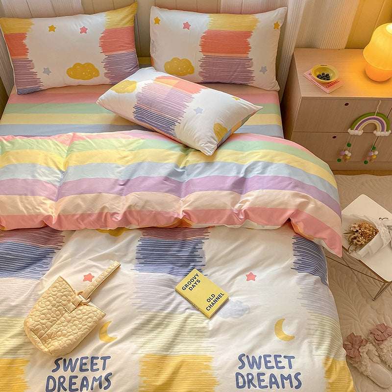 Printed Cartoon Girl Quilt Cover Cotton Four-piece Bed Sheet