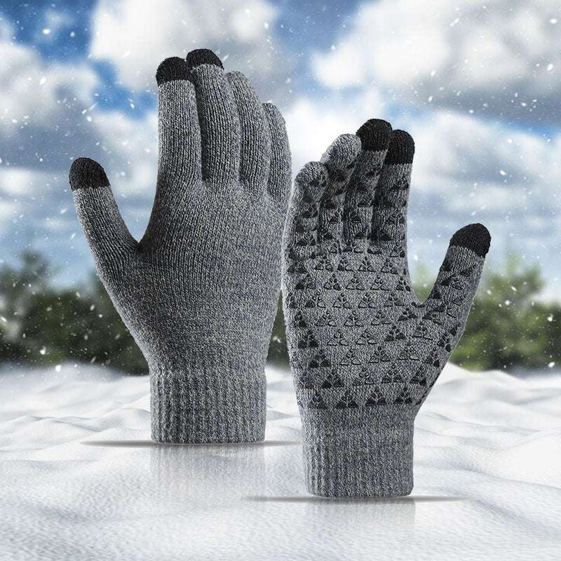 Winter Knitted Gloves For Men And Women Warm Cycling Anti-Cold Anti-Slip Triangular Offset Warm Gloves - globaltradeleader
