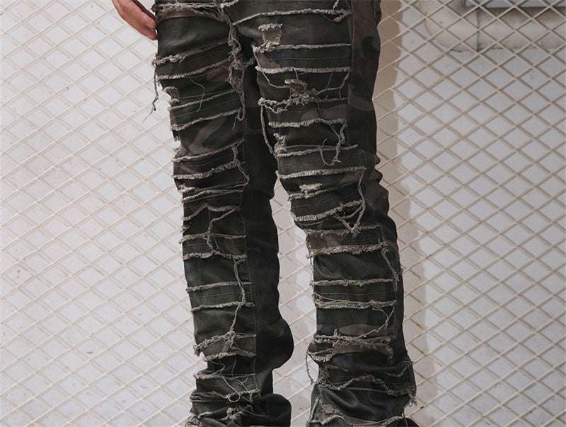 Hip Hop High Street Wrecking Micro-ripped Jeans Guy