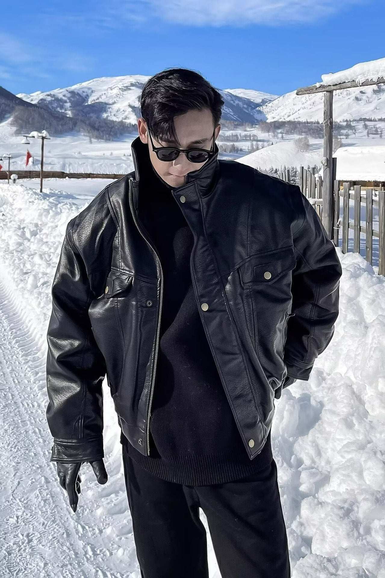 Lapel Casual Handsome Loose Motorcycle Leather Jacket Coat - globaltradeleader