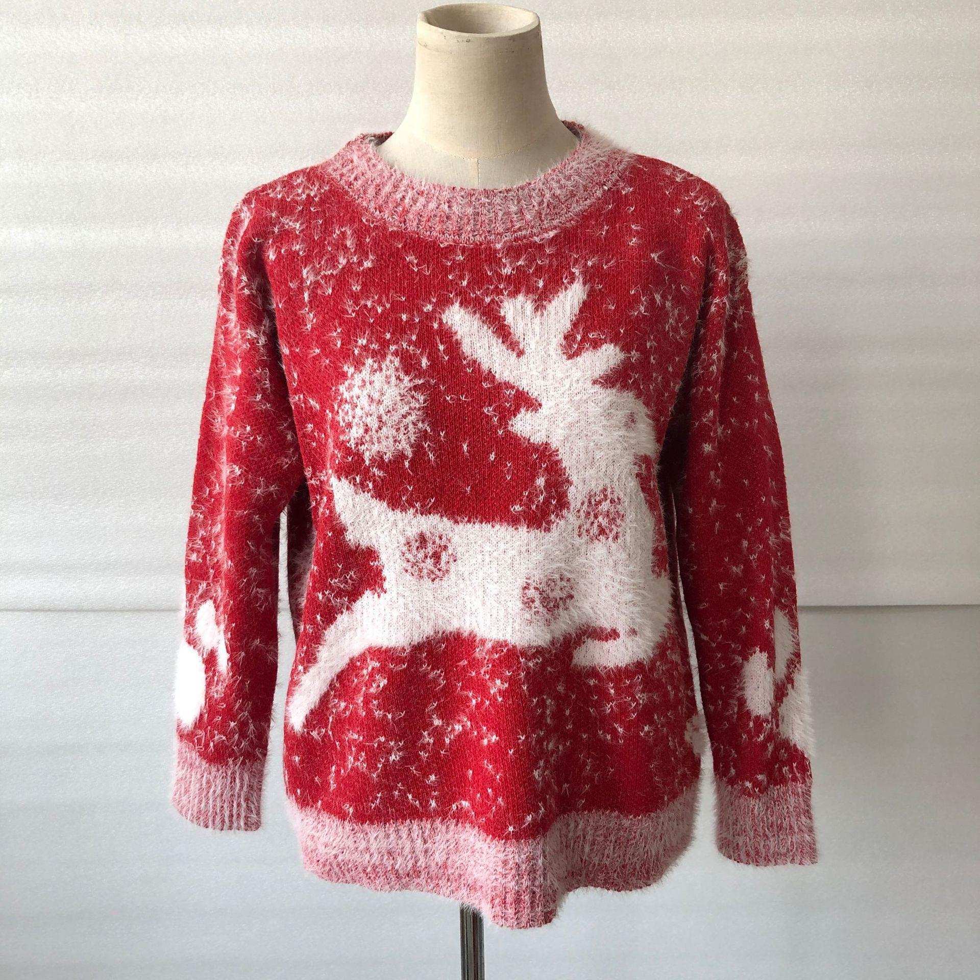 New Fawn Snowflake Round Neck Knitted Pullover