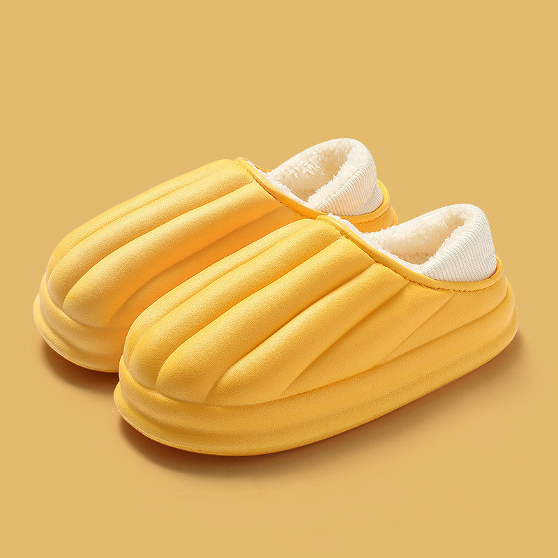 Fashion Shell Shape Design Cotton Shoes Women Waterproof Thick-soled Non-slip Plush Slippers Winter Indoor Outdoor House Shoes - globaltradeleader