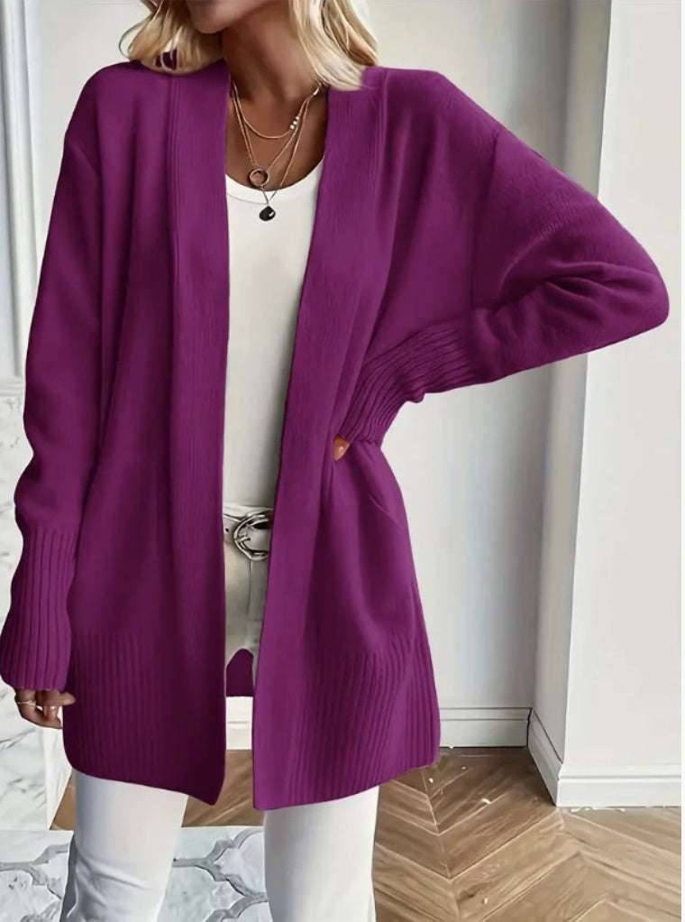 Plus Size Women's Solid Color Knit Casual Simple Cardigan - globaltradeleader