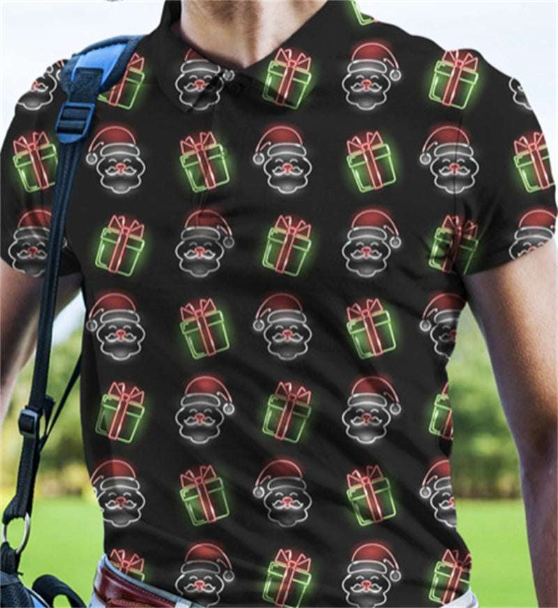 Men's Camouflage 3D Printed PoLo Shirt Fashion Button Lapel Short Sleeves