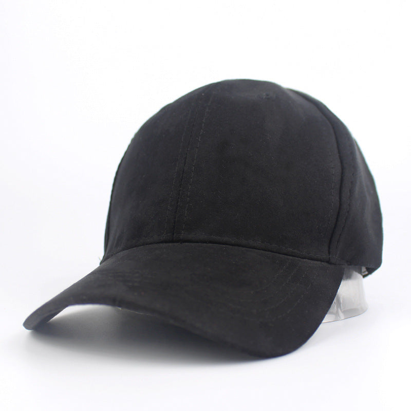 Suede Baseball Hat Solid Color Peaked Hat Black Brown Summer Sun Hat - globaltradeleader