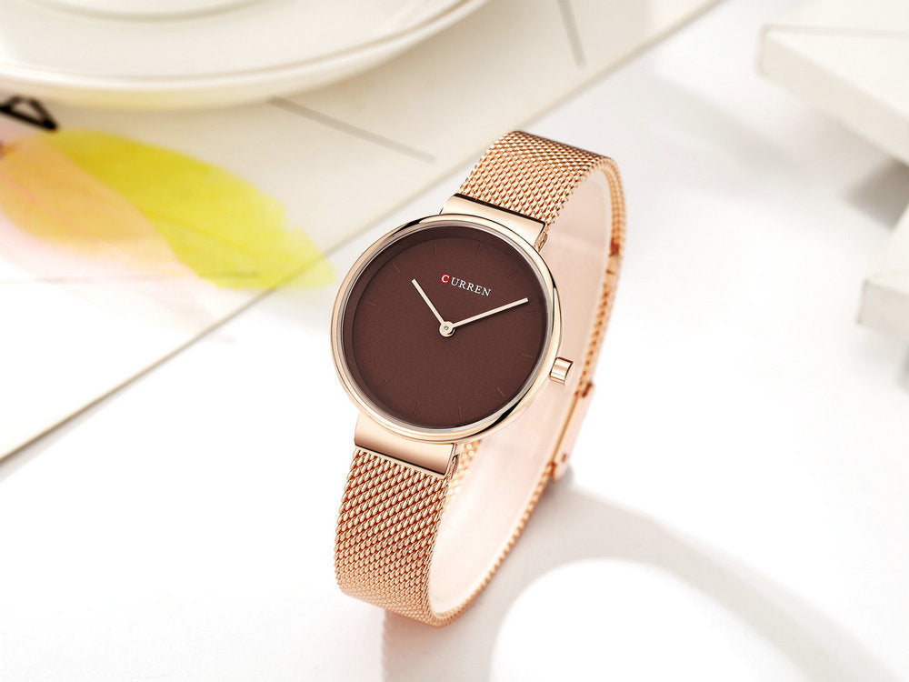 Fashion New Water Quartz Watch Women's Mesh Belt Casual Business Pointer Watch - globaltradeleader