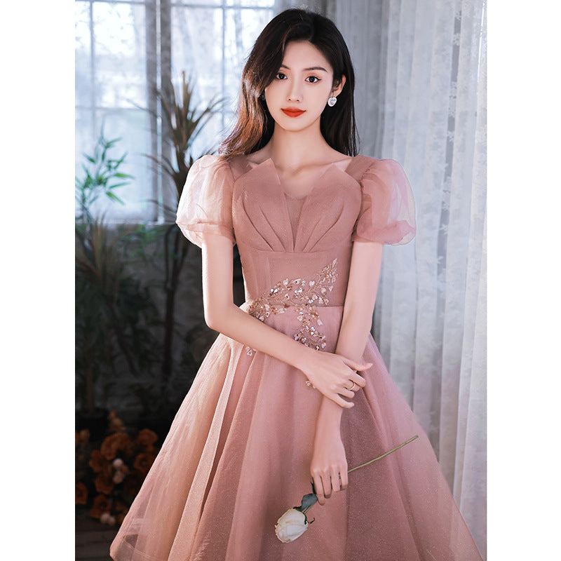 HOOR Women Luxury Puff Sleeve Backless Shiny Prom Gown - globaltradeleader