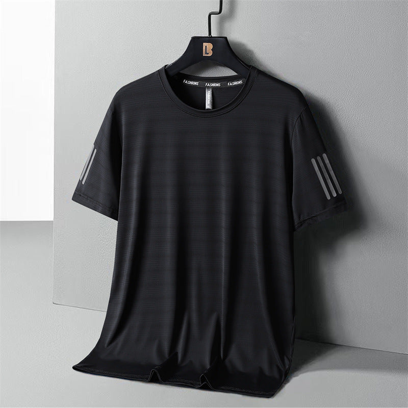 Large Size Ice Silk Short Sleeve T-shirt Quick Drying Clothes Summer Thin - globaltradeleader