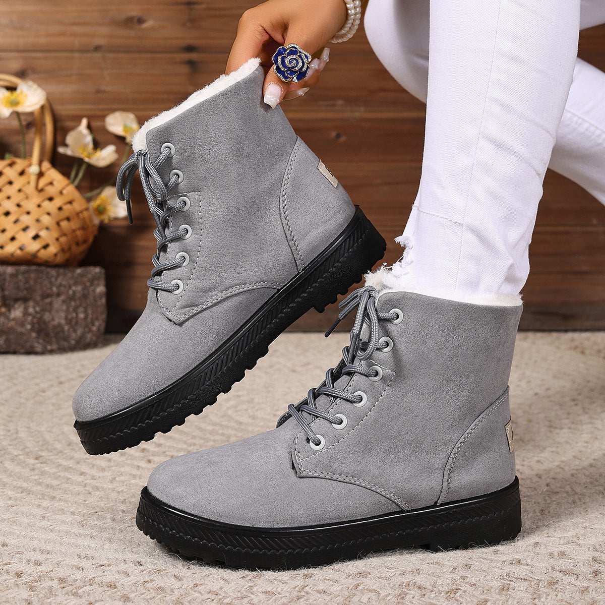 Women's Fashionable Waterproof High-top Cotton-padded Snow Boots - globaltradeleader