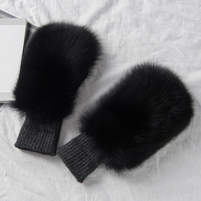 Women's Warm Winter Gloves Of Fox Skin - globaltradeleader