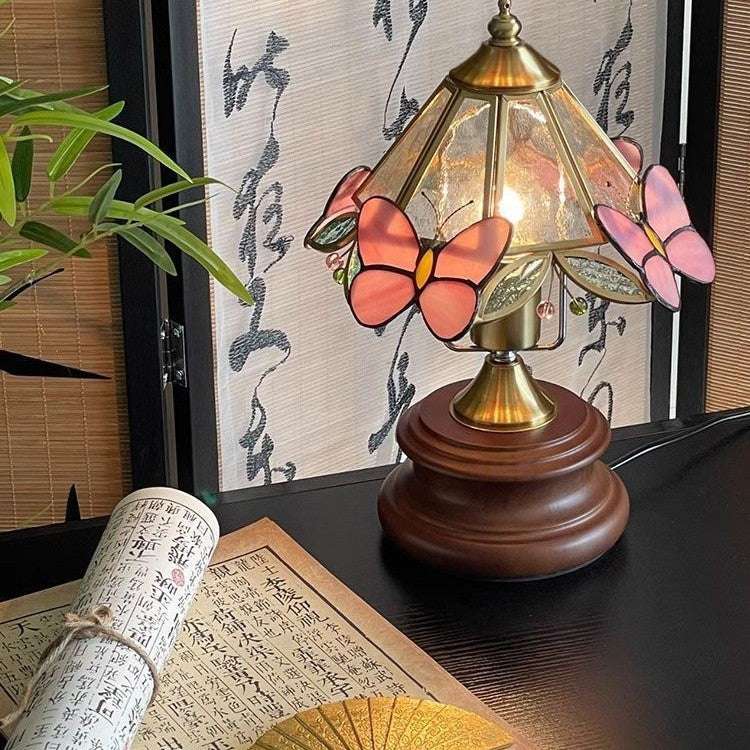 Retro Butterfly Flower Glass Mini Table Lamp - globaltradeleader