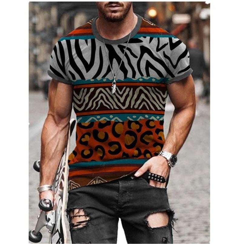 Casual Round Neck Short Sleeved 3D Digital