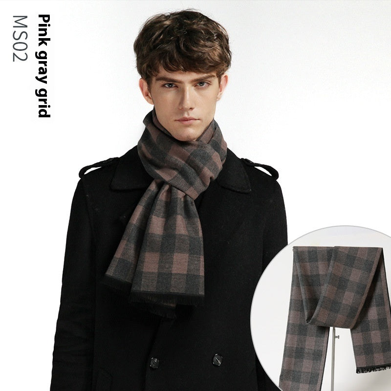 Simple Plaid Warm Keeping Artificial Cashmere Scarf - globaltradeleader