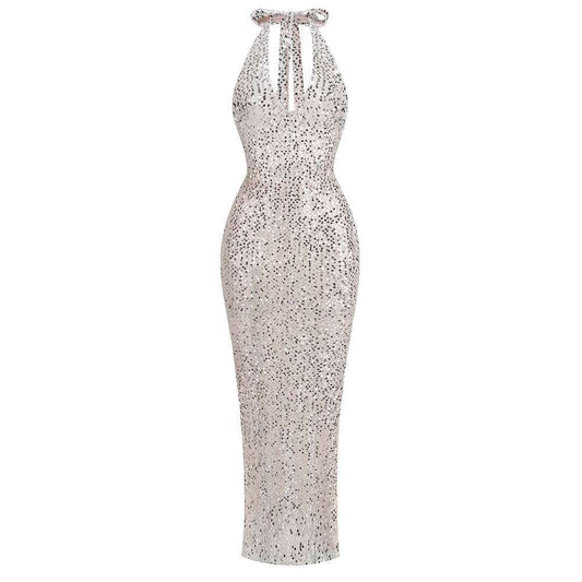 Halter Backless Luminous Cloth Dress - globaltradeleader