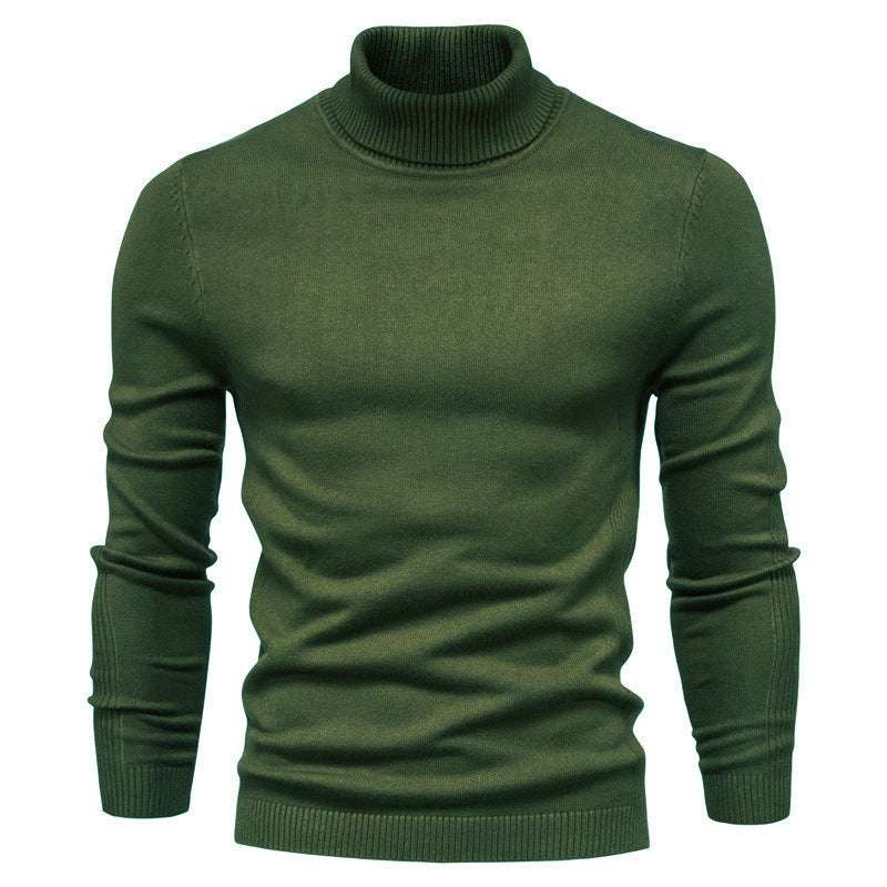 Men's Solid Color Slim Pullover Turtleneck Sweater Winter Casual Tops Clothing - globaltradeleader